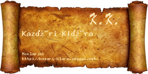 Kazári Klára névjegykártya